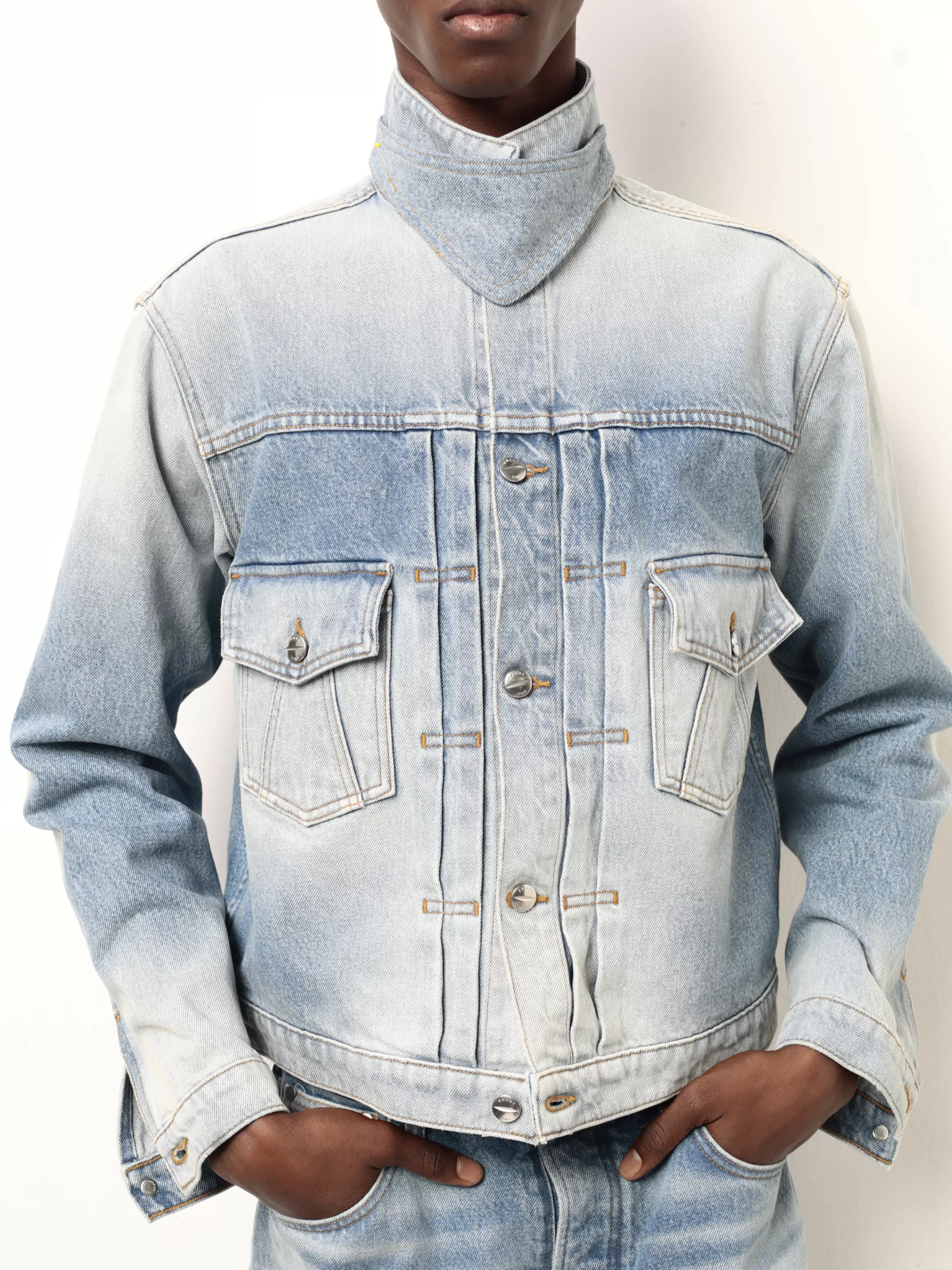 NECK-STRAP DROP-NECK DENIM TRUCKER JACKET | RHUDE Clearance